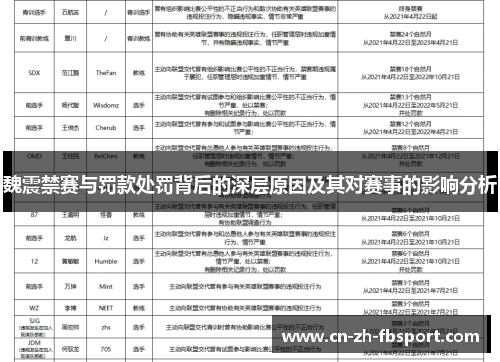 魏震禁赛与罚款处罚背后的深层原因及其对赛事的影响分析 魏震禁赛与罚款处罚背后的深层原因及其对赛事的影响分析